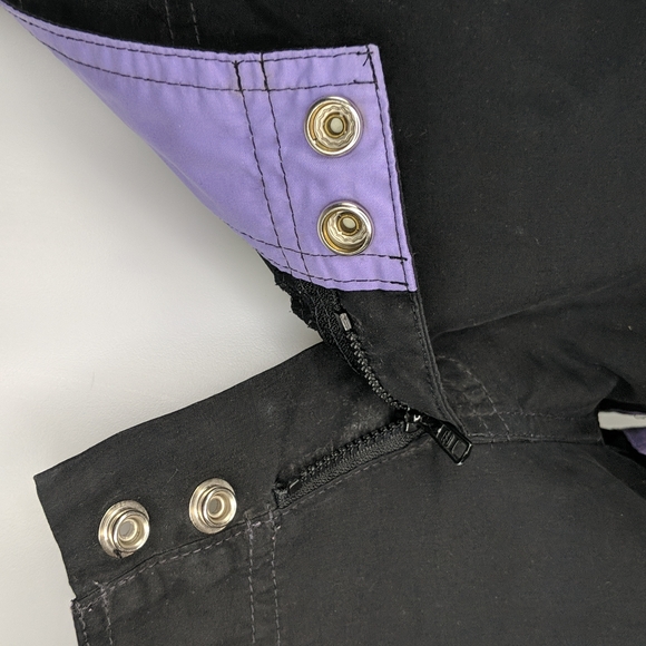 Billabong Womens Board Shorts Size 10 Black White Purple Trim Pearl Snap Zip-Fly - Picture 9 of 12